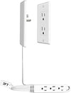 3FT Ultra Flat Plug Extension Cord Power Strip with 3 Outlets, Patented Detachable Ultra-Thin Outlet Cover Concealer & Ultra-Flat Plug, Max. 13A 125V 1625W ETL Listed, White Color